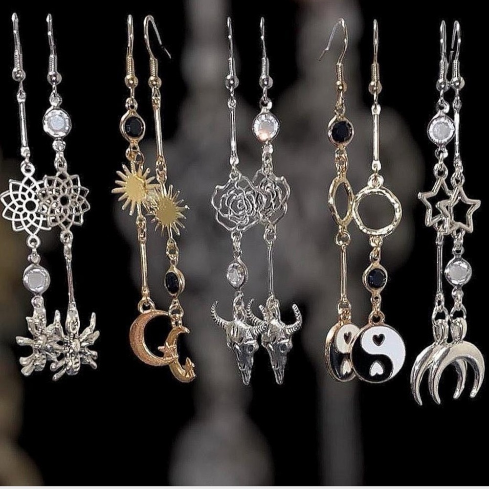 Mystical Silver and Gold Celestial Earrings